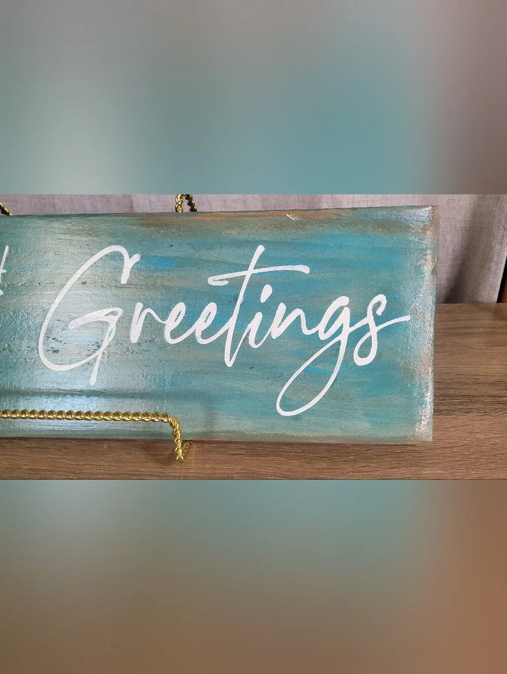 Coastal 'Seas & Greetings' Wall Plaque - Teal